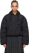 Ganni Black Short Tech Down Jacket In 099 Black