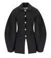 Ganni Black Single-breasted Scuba Blazer In Black