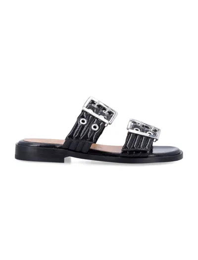 GANNI BLACK SLIP ON SANDALS