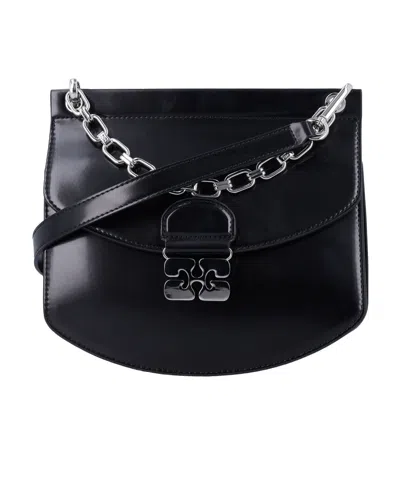 Ganni Black Small Box Chain Apo-g Bag
