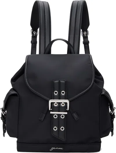 Ganni Black Small Bucky Nylon Backpack