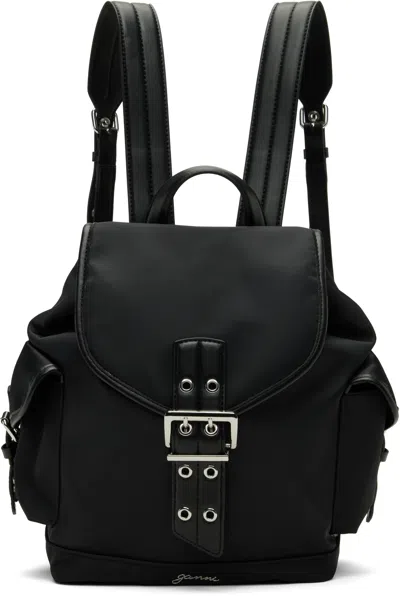 Ganni Black Small Bucky Nylon Backpack
