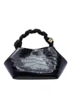 GANNI BLACK SMALL CROCO BOU HANDBAG