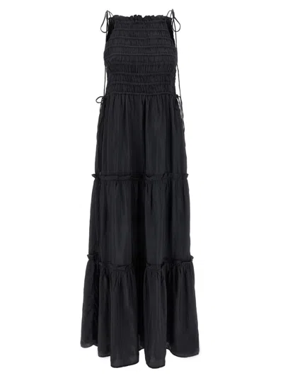 GANNI BLACK SMOCK TIE DRESS