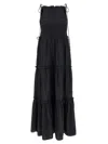 Ganni 'tie Drawstring Smocked Tiered Sleeveless Skirt' In Black
