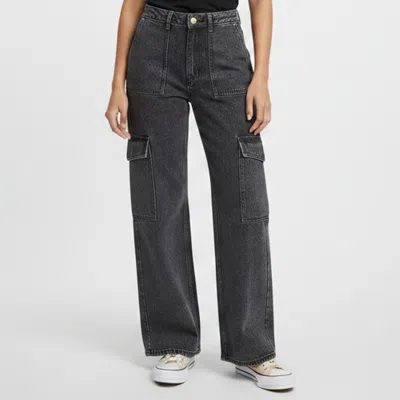Pre-owned Ganni Black Snow-washed Denim Cargo Angi Jeans S/waist 28"