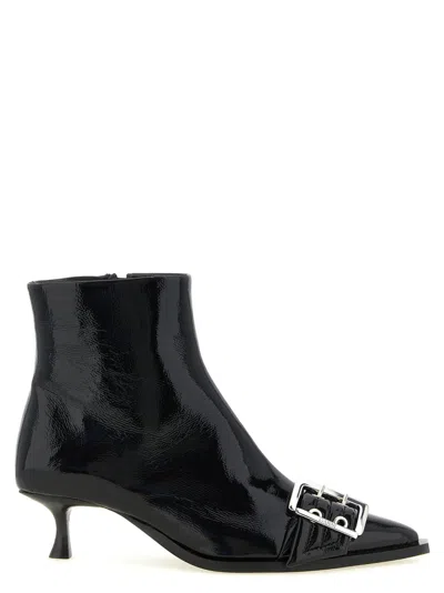GANNI WOMEN BLACK SOLID BUCKLE BOOTS, 7.5 LUXURY BOOTS FOR WOMEN DARVEYS