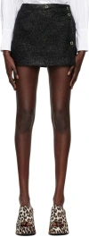 Ganni Button Detail Sparkle Mini Skirt In 099 Black