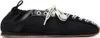 Ganni Sporty Nylon Ballerina Sneakers Lace Up In Black
