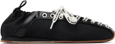 Ganni Lace Up Sporty Ballerina Flat In Black