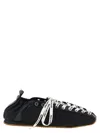 Ganni Sporty Nylon Ballerina Sneakers Lace Up In Black
