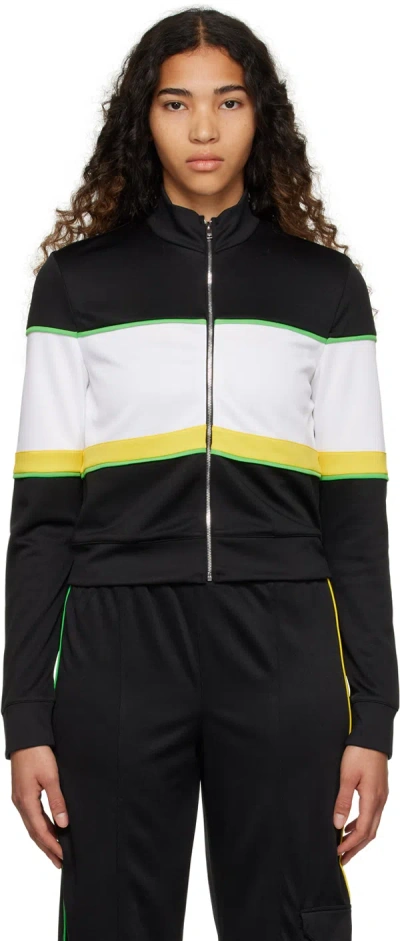 Ganni Long Sleeve Sporty Jersey Tracksuit Jacket In Black