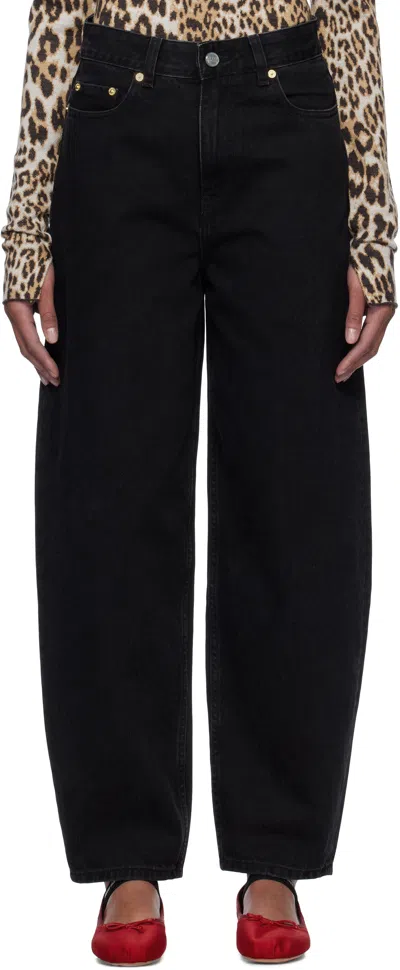 Ganni Black Stary Jeans In 006 Washed Black/bla