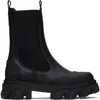Ganni Black Stitch Cleated Mid Chelsea Boots
