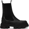 Ganni Black Leather Chelsea Boots In Black