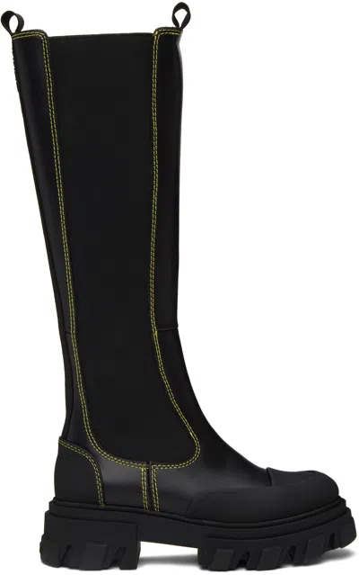 Ganni Black Stitched Chelsea Boots