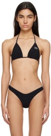 Ganni Recycled Matte String Bikini Top In 099 Black