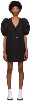 Ganni Black Suiting Vest Minidress In 099 Black