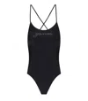 Ganni Black Swimsuit With Logo In Black