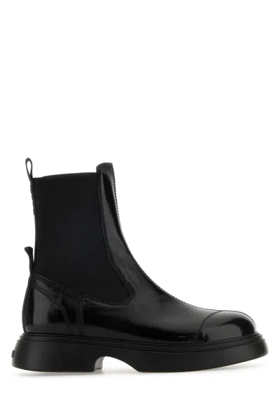 GANNI BLACK SYNTHETIC LEATHER CHELSEA ANKLE BOOTS