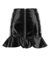 Ganni Women Black Synthetic Leather Mini Skirt In Black