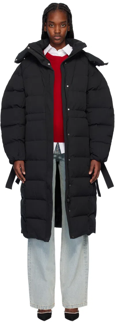 Ganni Black Tech Down Coat In 099 Black