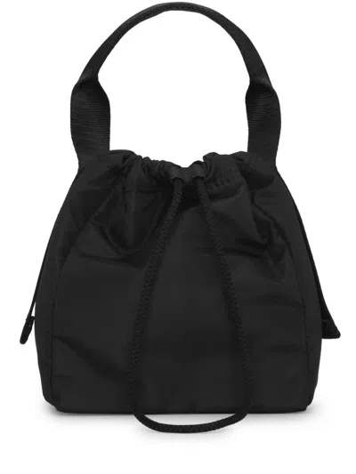 Ganni Black Tech Drawstring Handbag