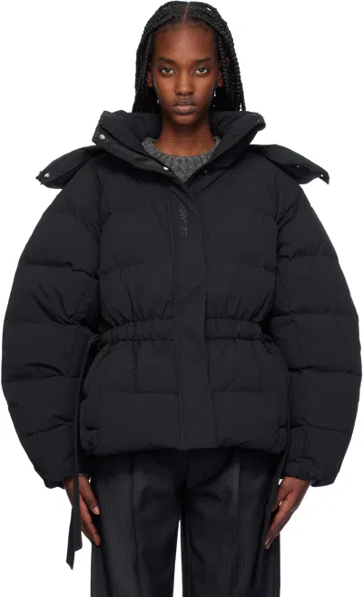 Ganni Black Tech Oversized Down Puffer Jacket In 099 Black