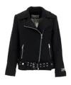 Ganni Boucle Wool Zip-up Biker Jacket In Black