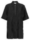 Ganni Black Textured Cloque Pleated Mini Dresses Black In Black