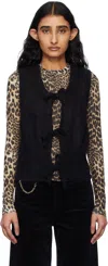 Ganni Black Tie String Vest In 099 Black