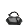 Ganni Bou Black Handbag With Butterfly Logo And Hand-braided Strands In Leather Woman