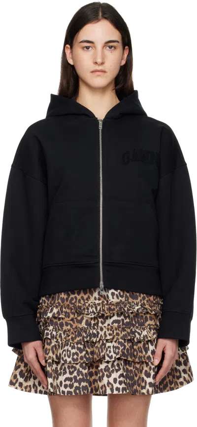 Ganni Black Two-way Zip Hoodie