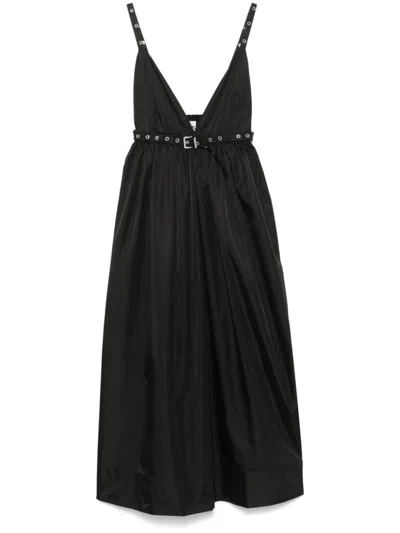 GANNI GANNI BLACK V-NECKLINE MAXI DRESS