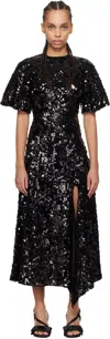 Ganni Midi Velvet And Sequin Dress (size 34) In 099 Black
