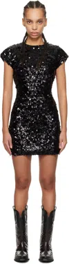 Ganni Sequined Velvet Mini Dress In 099 Black