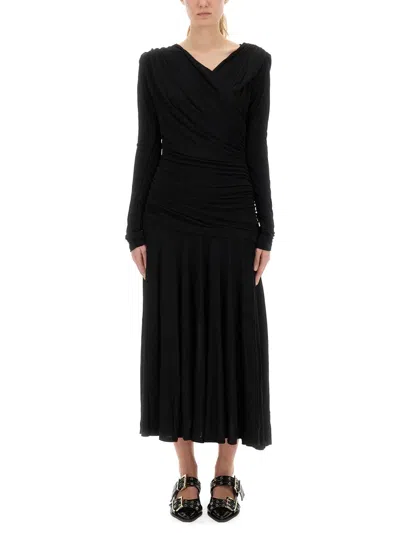 GANNI GANNI BLACK VISCOSE DRESS