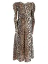 Ganni Leopard Print Midi Dress In Multicolor