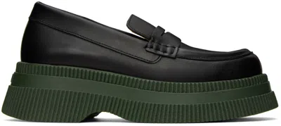 Ganni Black Wallaby Creepers Loafers In 856 Black/kalamata