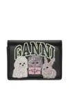 Ganni Black Wallet With Print