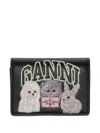 Ganni Black Wallet With Print