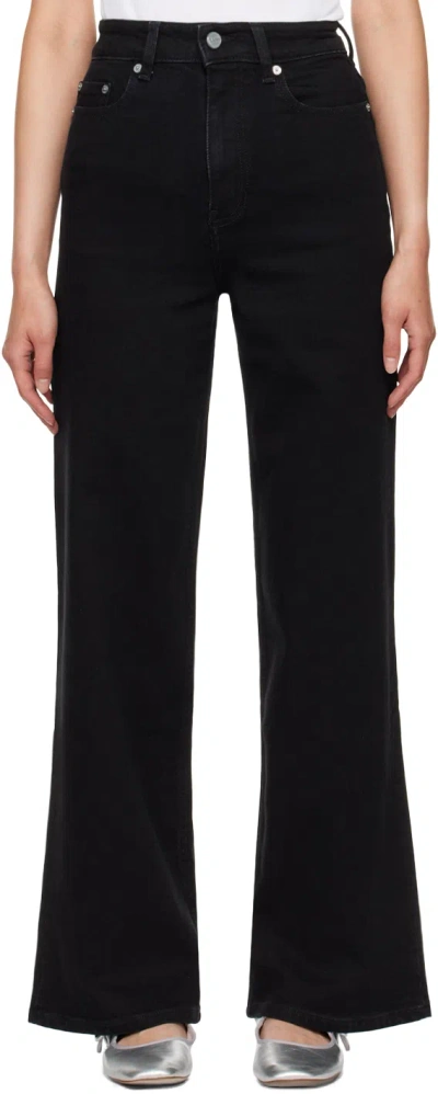 Ganni Black Washed Andi Jeans In 006 Washed Black/bla