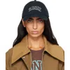 Ganni Womens Black Brand-embroidered Cotton-canvas Cap In 099 Black