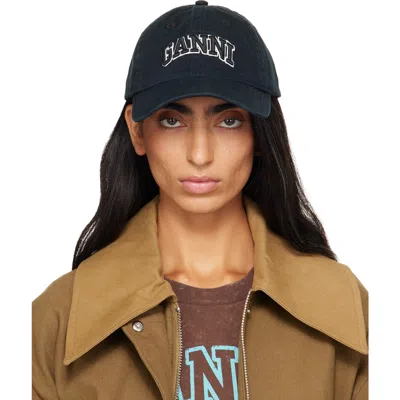 GANNI BLACK WASHED COTTON CAP
