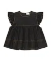 Ganni Garment-dyed Flutter-sleeve Babydoll Top In Black