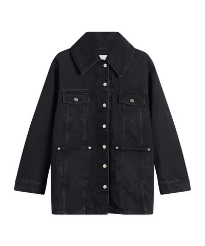 Ganni Black Washed Denim Jacket