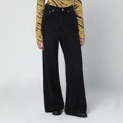 Ganni Black Washed-effect Baggy Jeans