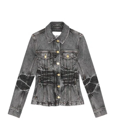 Ganni Black Washed Future Denim Blazer