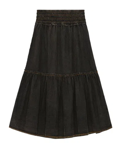 Ganni Black Washed Smock Skirt