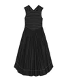Ganni Smocked Stretch Cotton Sleeveless Midi Dress In Black